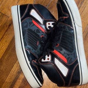 Vans Black and Red High-Tops with White Soles